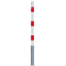 Barrier posts | Steel tube  60 x 2,5 mm | removable | with Euro profile cylinder lock | hot-dip galvanized and white coatedwith three red reflecting stripes | without eyelet
